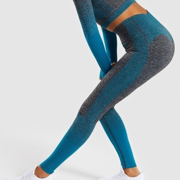 GYMSHARK Amplify Seamless Teal‎ Leggings - Picture 2 of 10